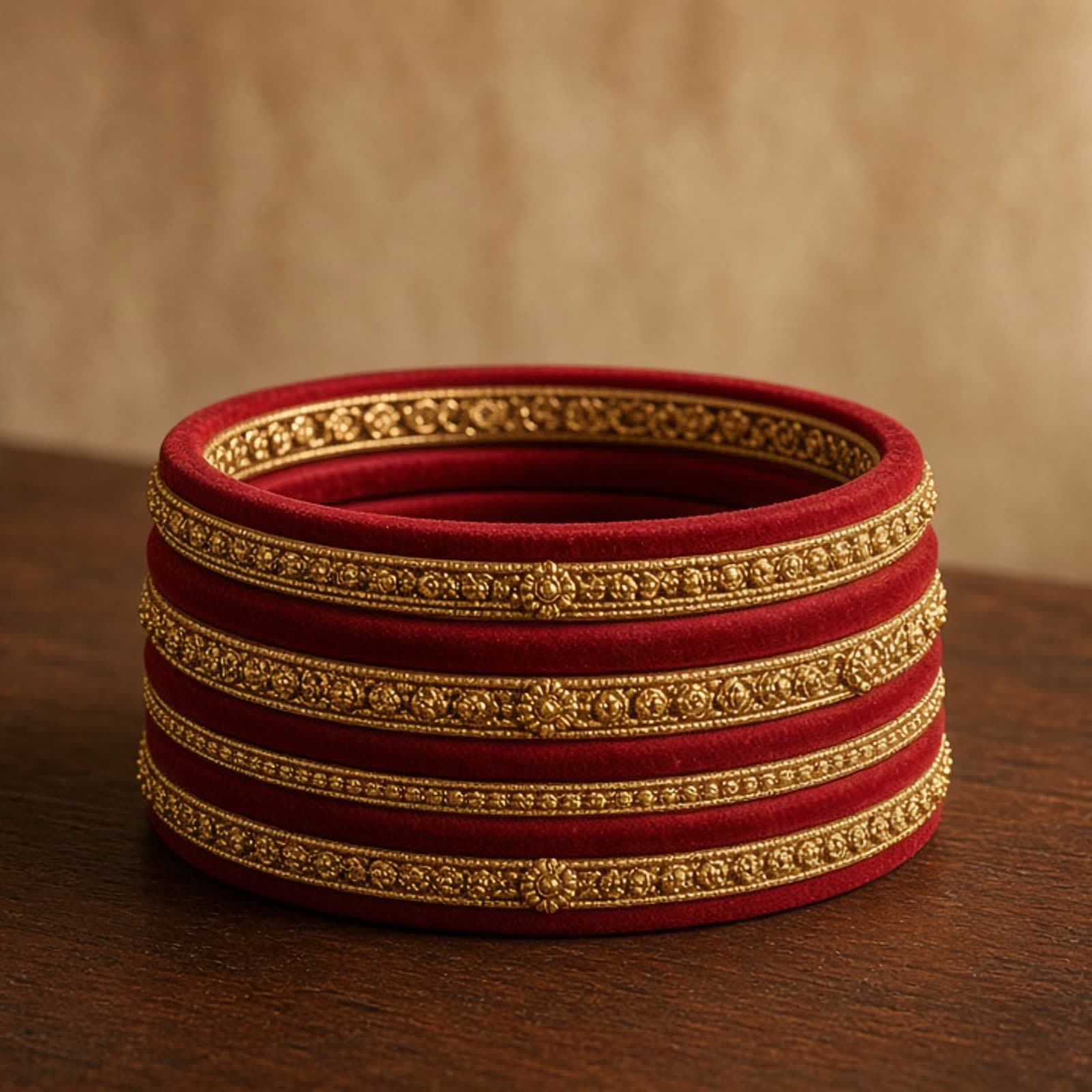 Jewels of Nepal Teej red velvet chura